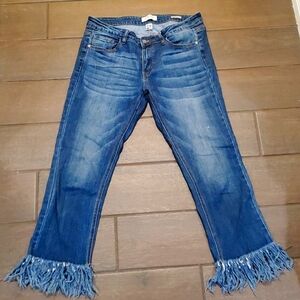 Judy Blue cropped fringe jeans